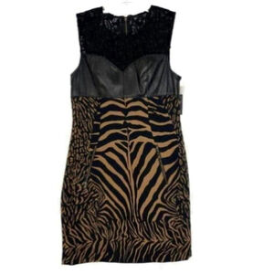 TRACY Reese Leather and Lace Jacquard Dress Party mini Size 6